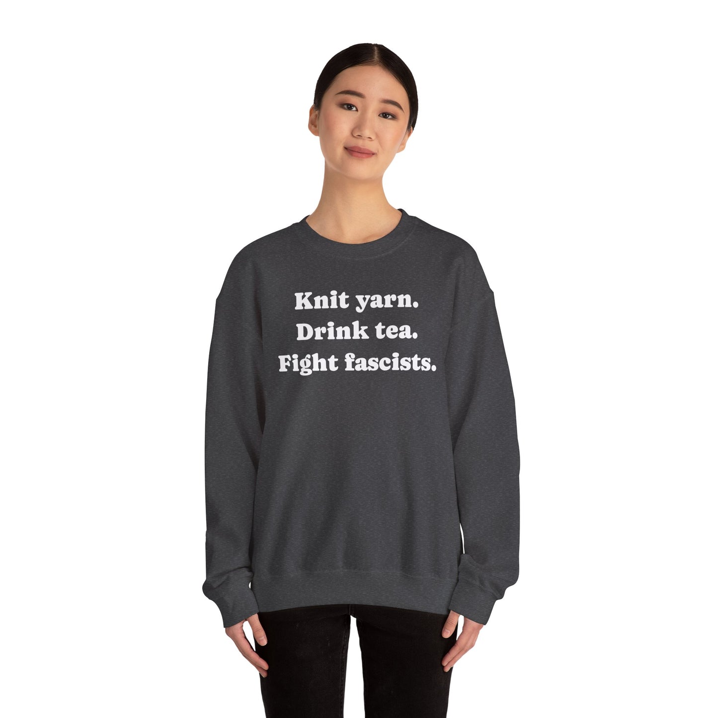 Knit. Tea. Crewneck Sweatshirt.