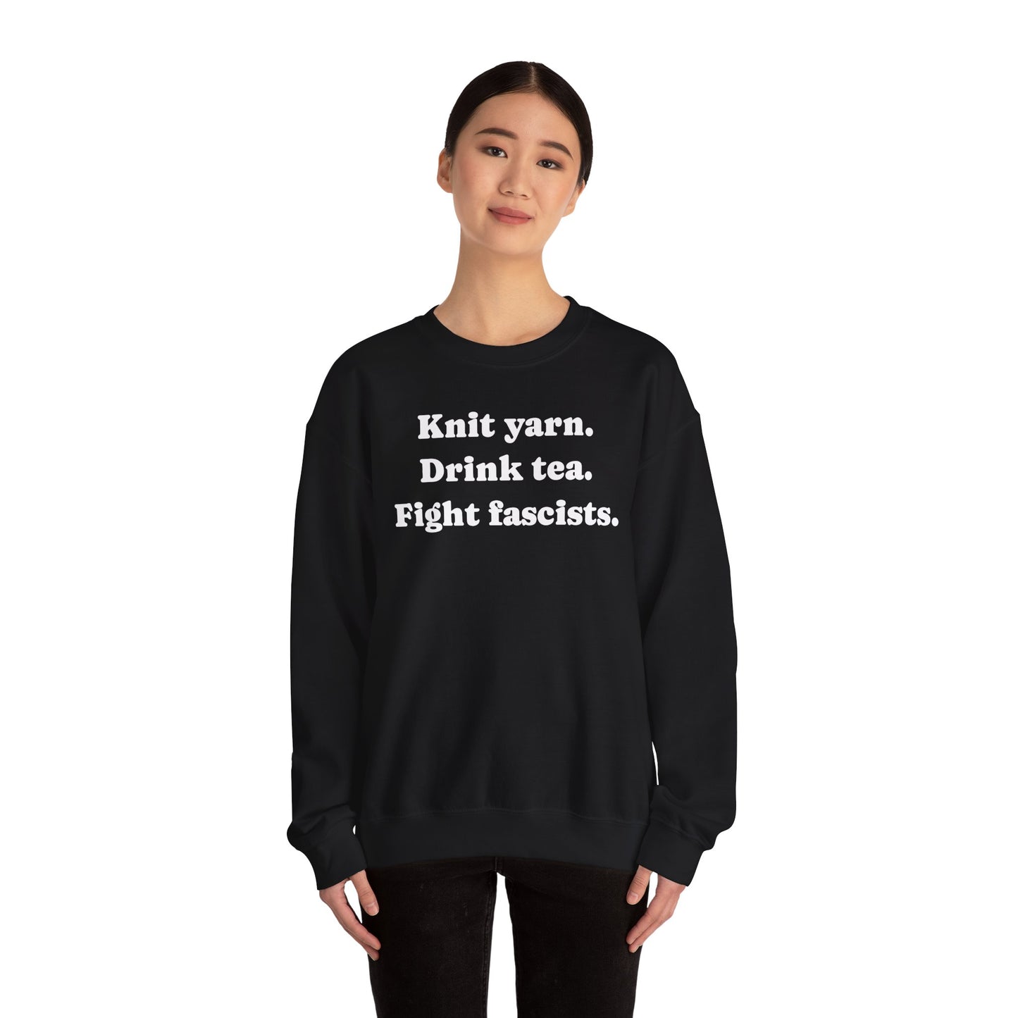 Knit. Tea. Crewneck Sweatshirt.