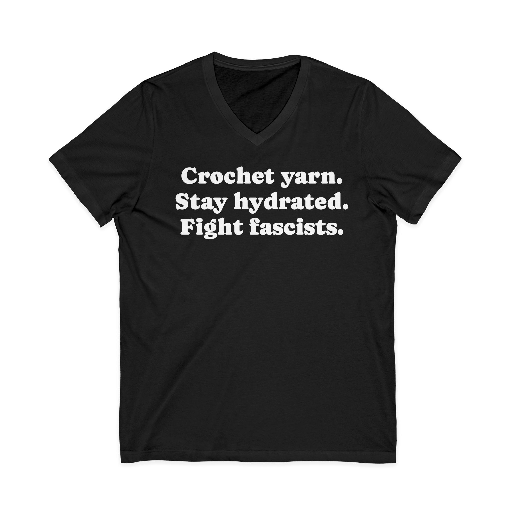 Crochet & Stay Hydrated V-neck Tee – M1 Yarns