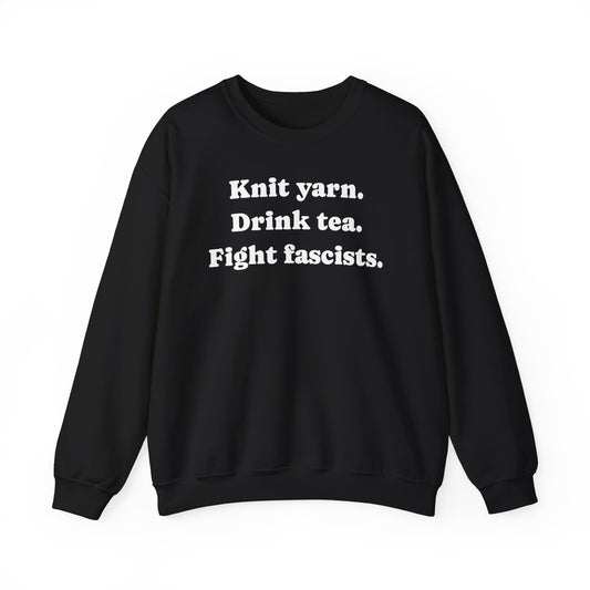 Knit. Tea. Crewneck Sweatshirt.